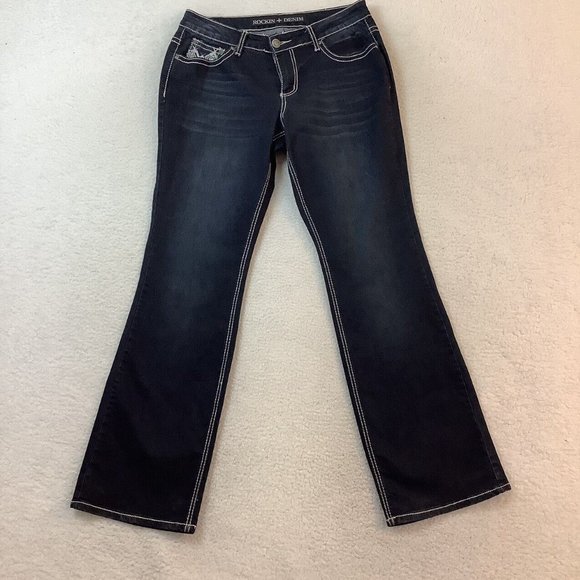 Rockin Denim Jeans Bootcut Womens Size 12 High-Rise Blue Denim Five Pocket Pant - Picture 3 of 10